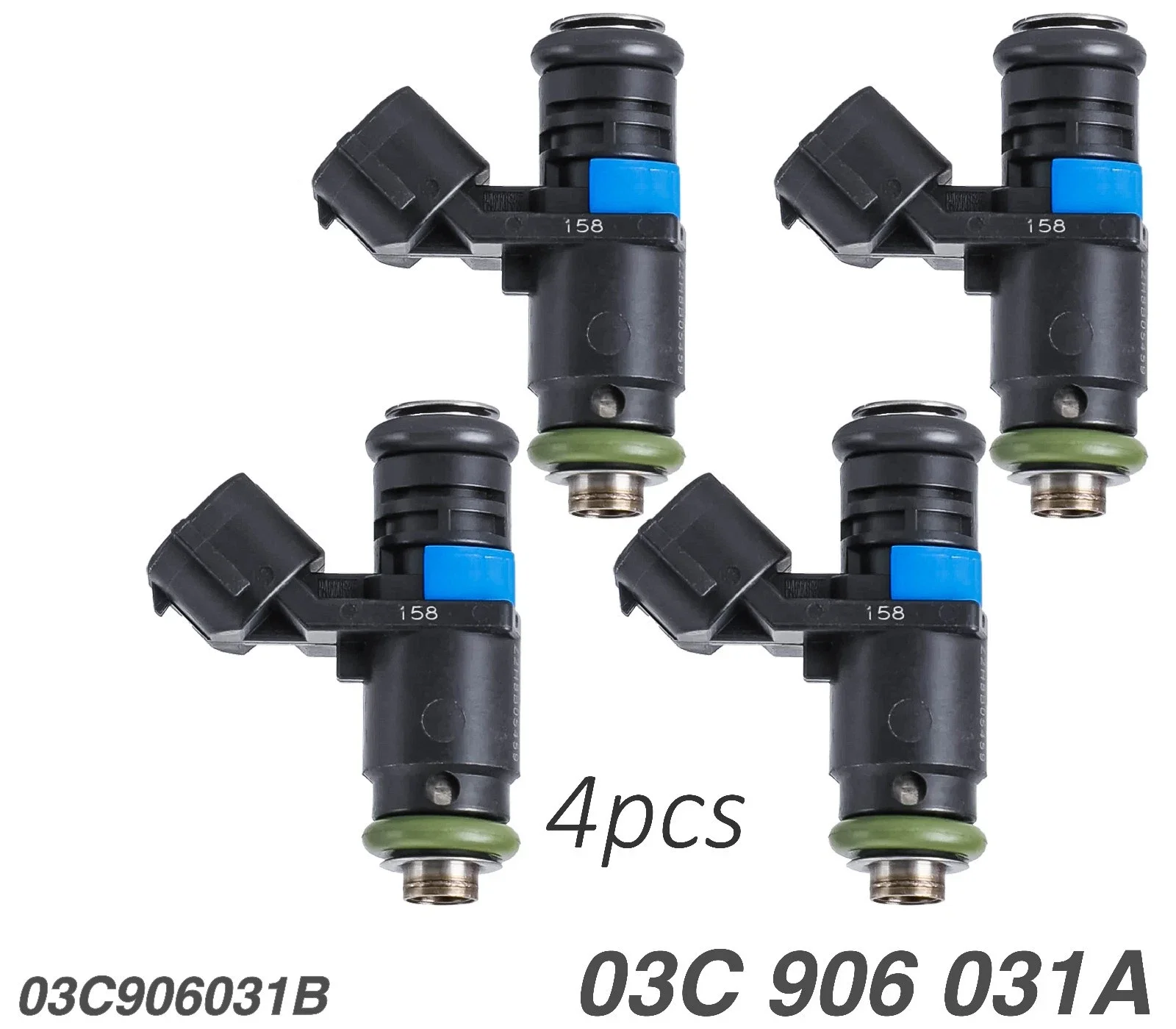 Inyectores de combustible fáciles de instalar, 4 piezas, 03C906031A 03D906031G, para Seat Altea, Cordoba, Ibiza, Skoda Octavia, Vento, Passat, Golf, Eos 03-21
