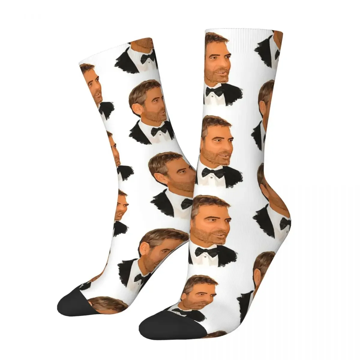 Calcetines con pintura Digital de George Clooney, medias Harajuku, calcetines largos para todas las estaciones, accesorios para regalos de Navidad para hombre y mujer