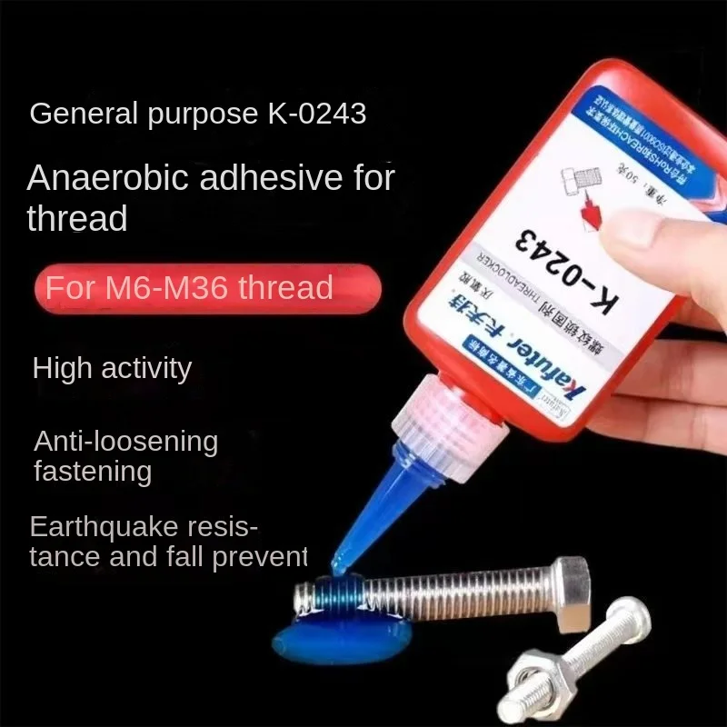 kafuter thread glue K-0243 medium strength removable oil resistant high activity anaerobic glue blue screw glue