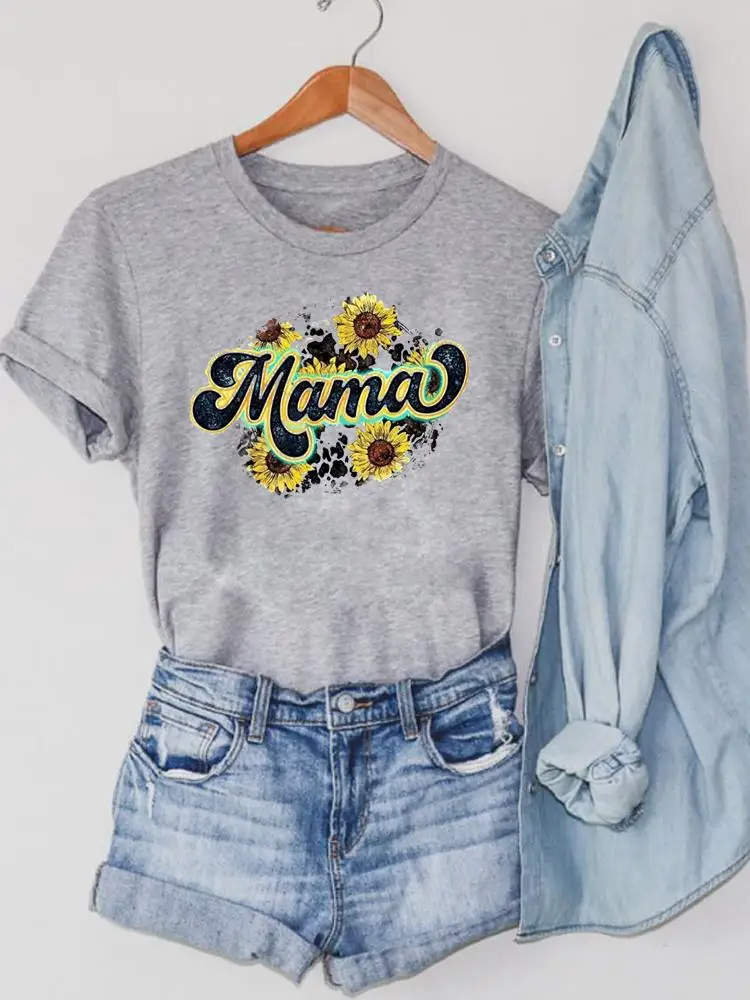 Printing Short Sleeve Graphic T-shirts Clothing Print Leopard Letter Mom Mama Trend Summer Fashion Women Tshirt Top Tee