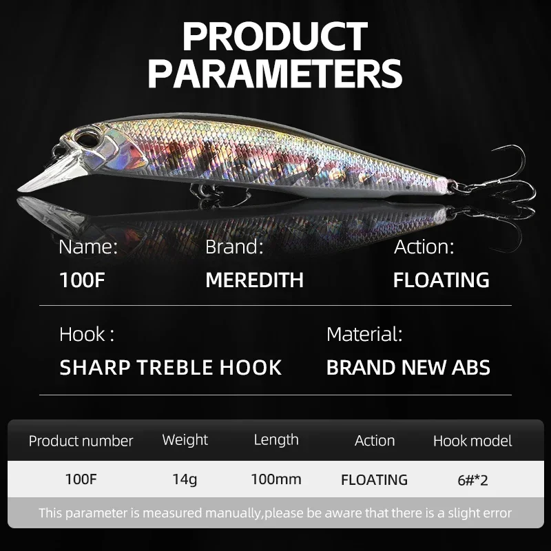 MEREDITH JERK MINNOW 100F 14g Schwimmender Wobbler Angelköder 24Color Minnow Lure Hard Köderqualität, professionelle Tiefe: 0,8–1,0 m. Loading = „lazy“ style = „max-width: 100 %; Display: Block; Margin: 0 Auto 2 Pixel“. 100F 14g schwimmender Wobbler-Angelköder, 24 Farben, Minnow-Köder, harte Köderqualität, professionelle Tiefe 0,8–1,0 m data-src=