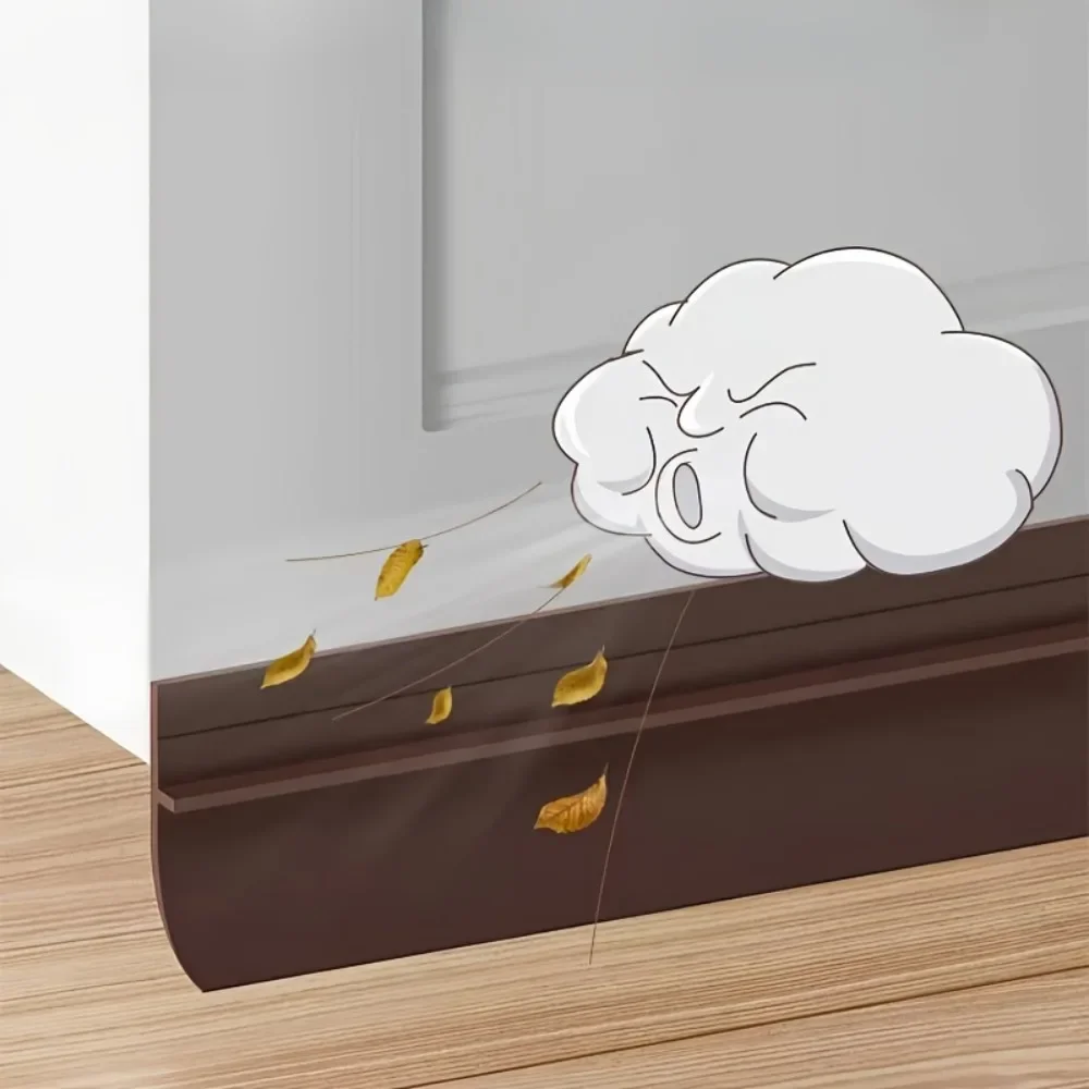 PVC Door Bottom Seal Strip Self-Adhesive Soundproof Under Door Guard Gap Stopper for Glass/Window Strong Adhesion Doorstop
