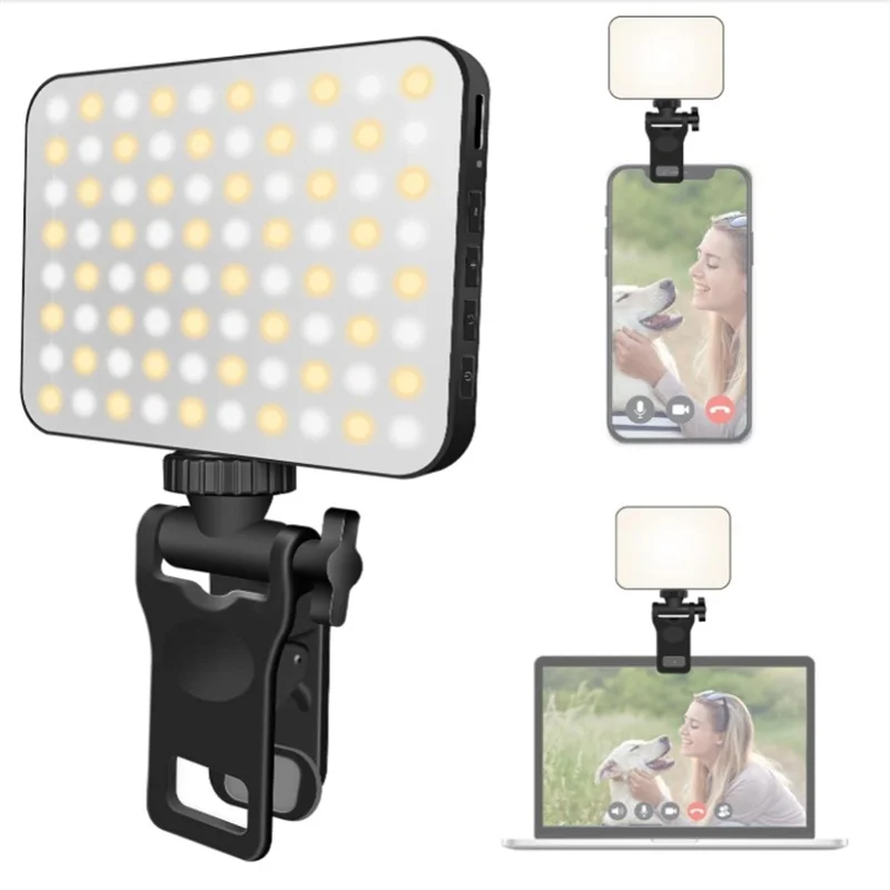 Lampu Selfie Mini portabel, alat penerangan LED untuk Laptop Video konferensi ponsel Vlog siaran langsung isi ulang