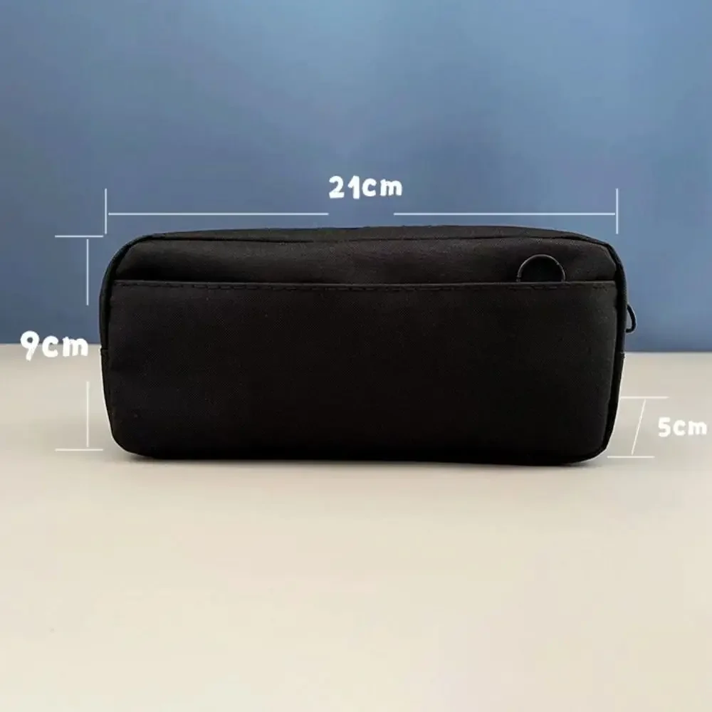 Oxford Cloth Pencil Case Double-layer Pencil Bag Cute Oxford Black Case High-capacity Pencil Pouch Student Stationery
