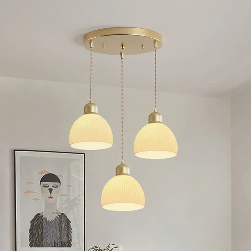Dining Table Chandelier Glass Lampshade1-3Head Hanging Lamps For Kitchen Island Bedroom Modern