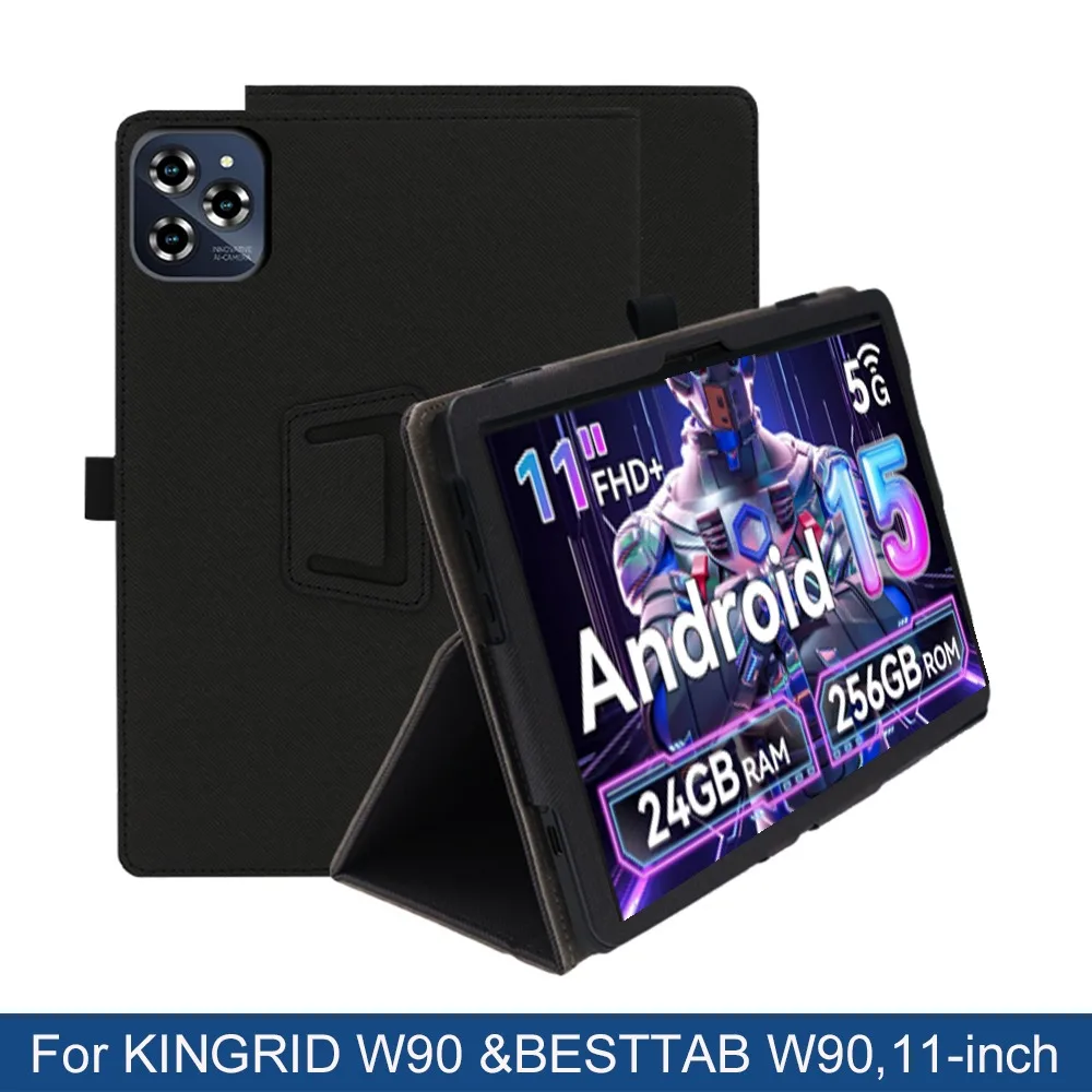 Funda Case For KINGRID BESTTAB W90 11" Case Folding Stand Protective Cover with Pencil Holder and Wrist Strap,PU Full Protection