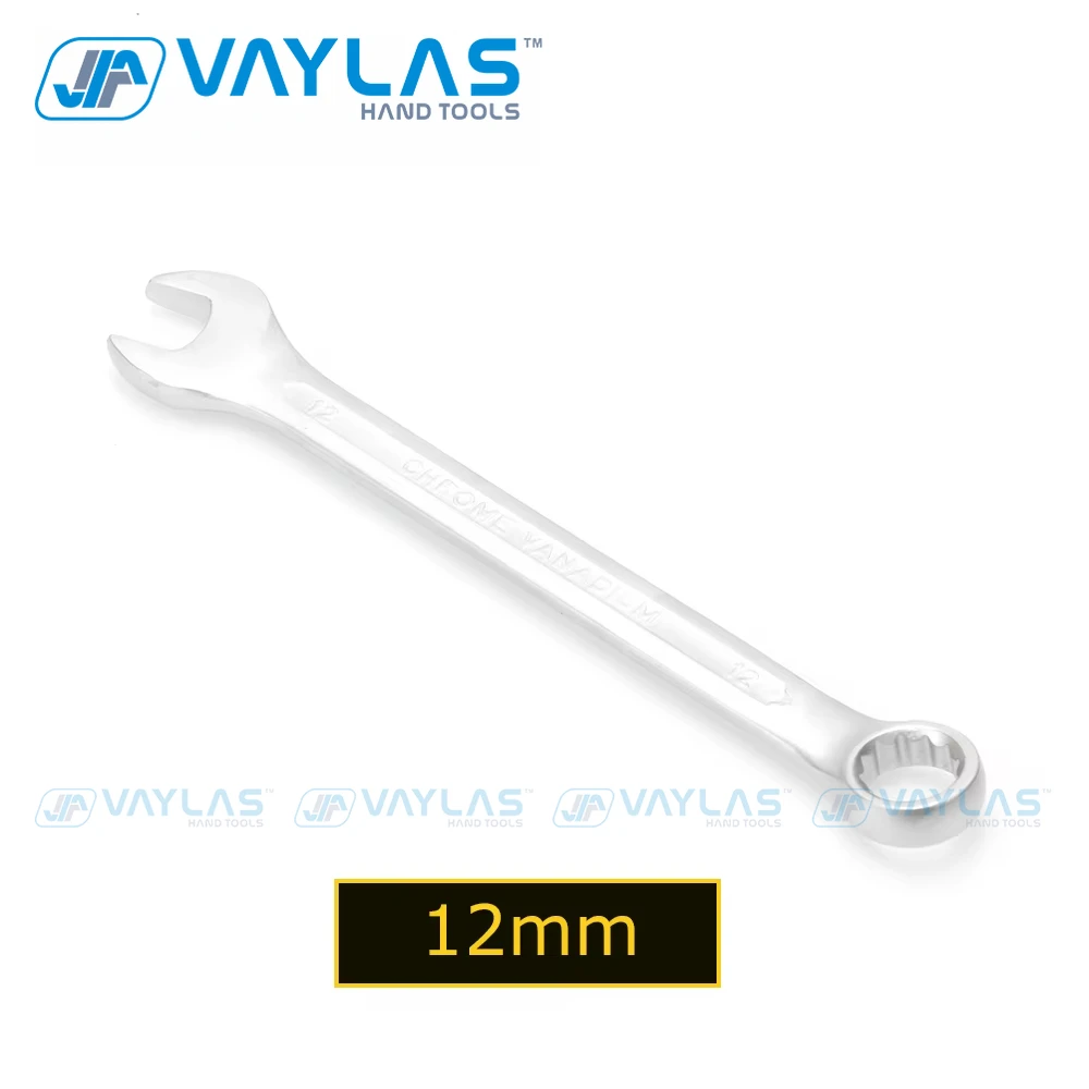 12mm Combination Wrench Open End Matte Polished Fixed Head Cr-V All-Purpose Master Spanner for Household Garage Auto Repairs