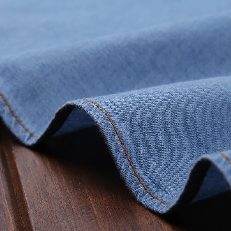 Camisa vaquera 100 de algodón para hombre, chaquetas vaqueras xxxxl, ropa de calle informal, prendas de vestir exteriores, chaqueta vaquera con cuello vuelto y una botonadura para hombre