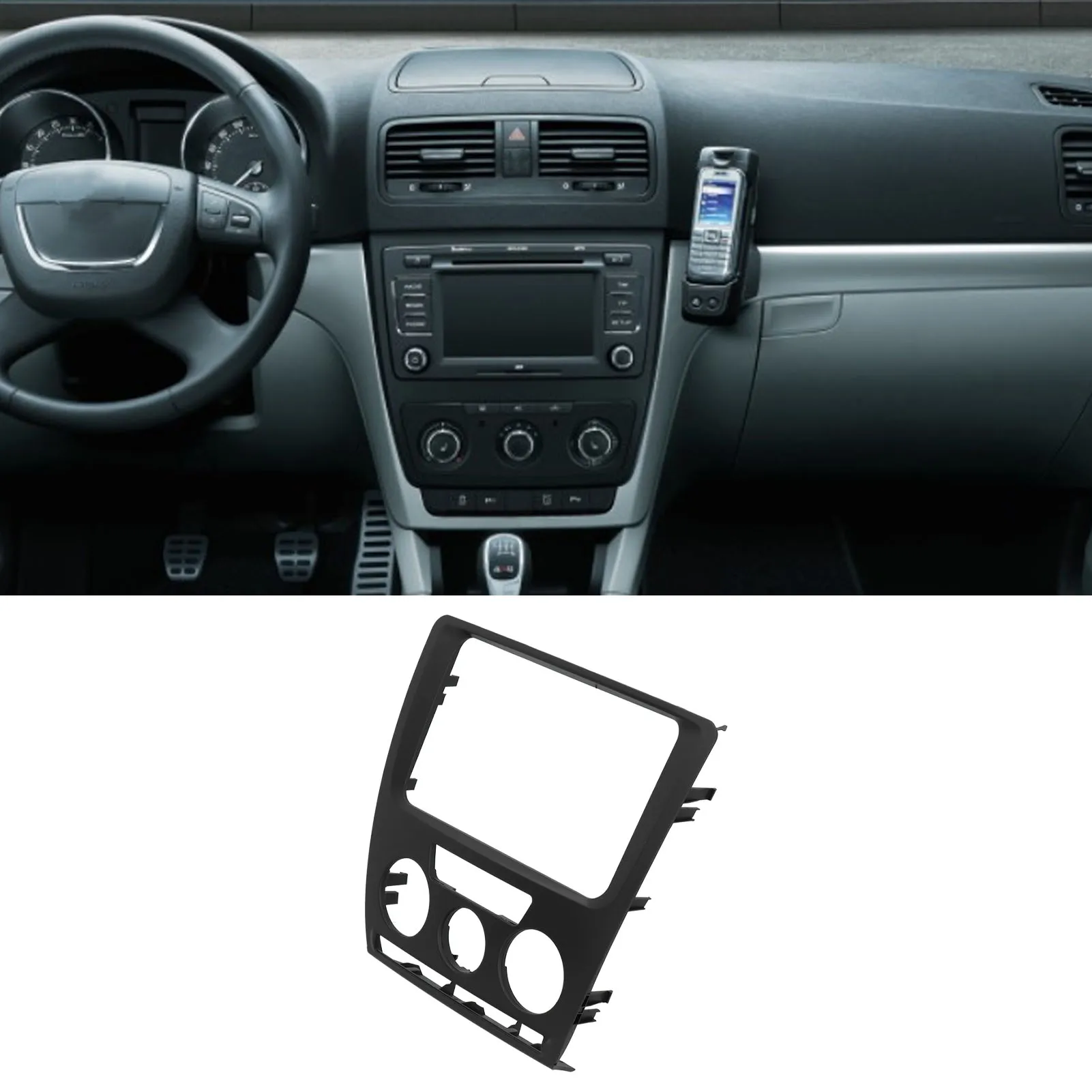 2DIN Navigation Frame Centre Console Dashboard Replacement for Octavia 2007‑2009