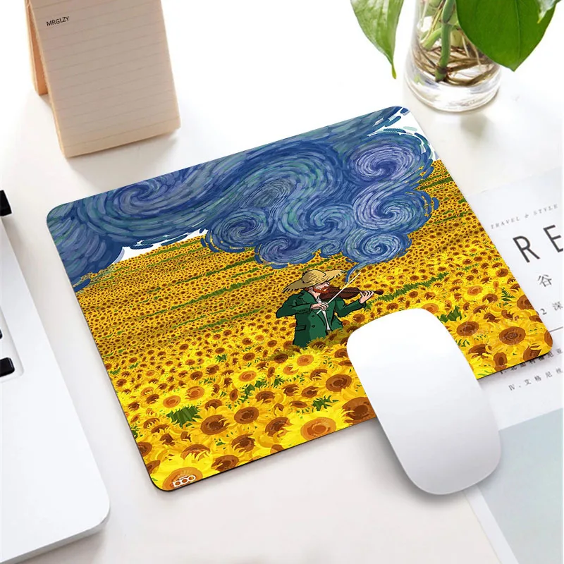 Creative Small Mouse Pad Van Gogh Starry Night Non-slip Carpet MousePad Gaming Office Accessories Notebook Keyboard Pad Desktop