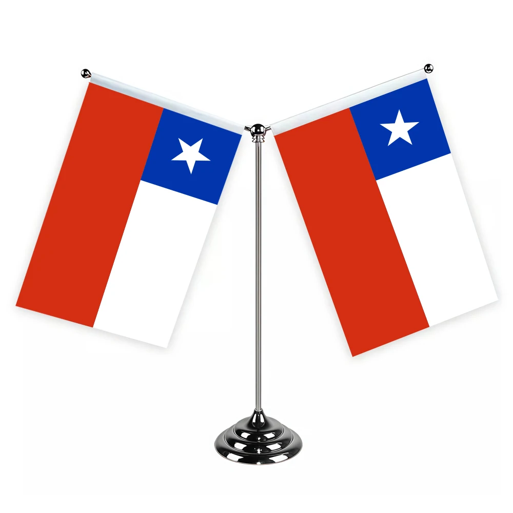 Aerlxemrbrae Metal Stand  14x21cm  Office Desk Flag of   Chile Flag Table Decoration Chile National Banner Desk Ornaments Flags