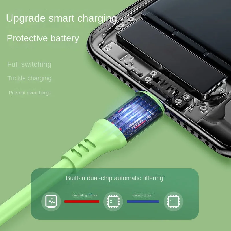 Liquid data cable suitable for Huawei, Xiaomi, Android phone charging cable, super fast charging, flash charging