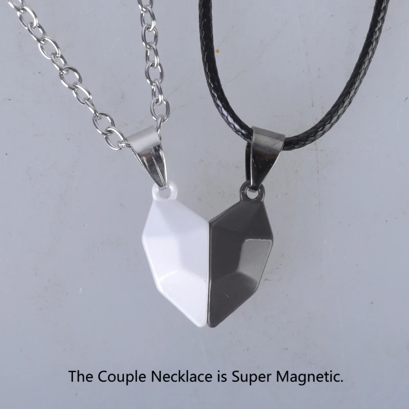 2Pcs Minimalist คู่รักมิตรภาพจี้หัวใจคู่แม่เหล็กระยะทาง Faceted Heart จี้สร้อยคอเครื่องประดับ
