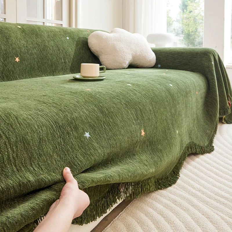 Fresh Style Chenille Sofa Cover All Season One Piece Waterproof Scratch Resistant Cat Proof Wear Resistant Sofa Slipcover Mat