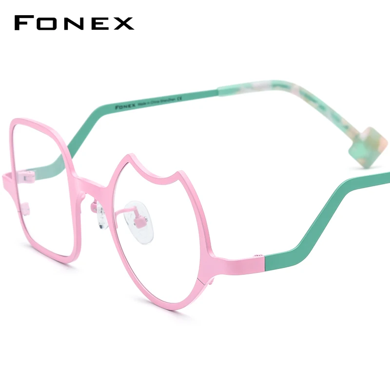 FONEX Titanium Glasses Frame Men 2023 New Colorful Fashion Irregular Eyeglasses Women Eyewear F85787