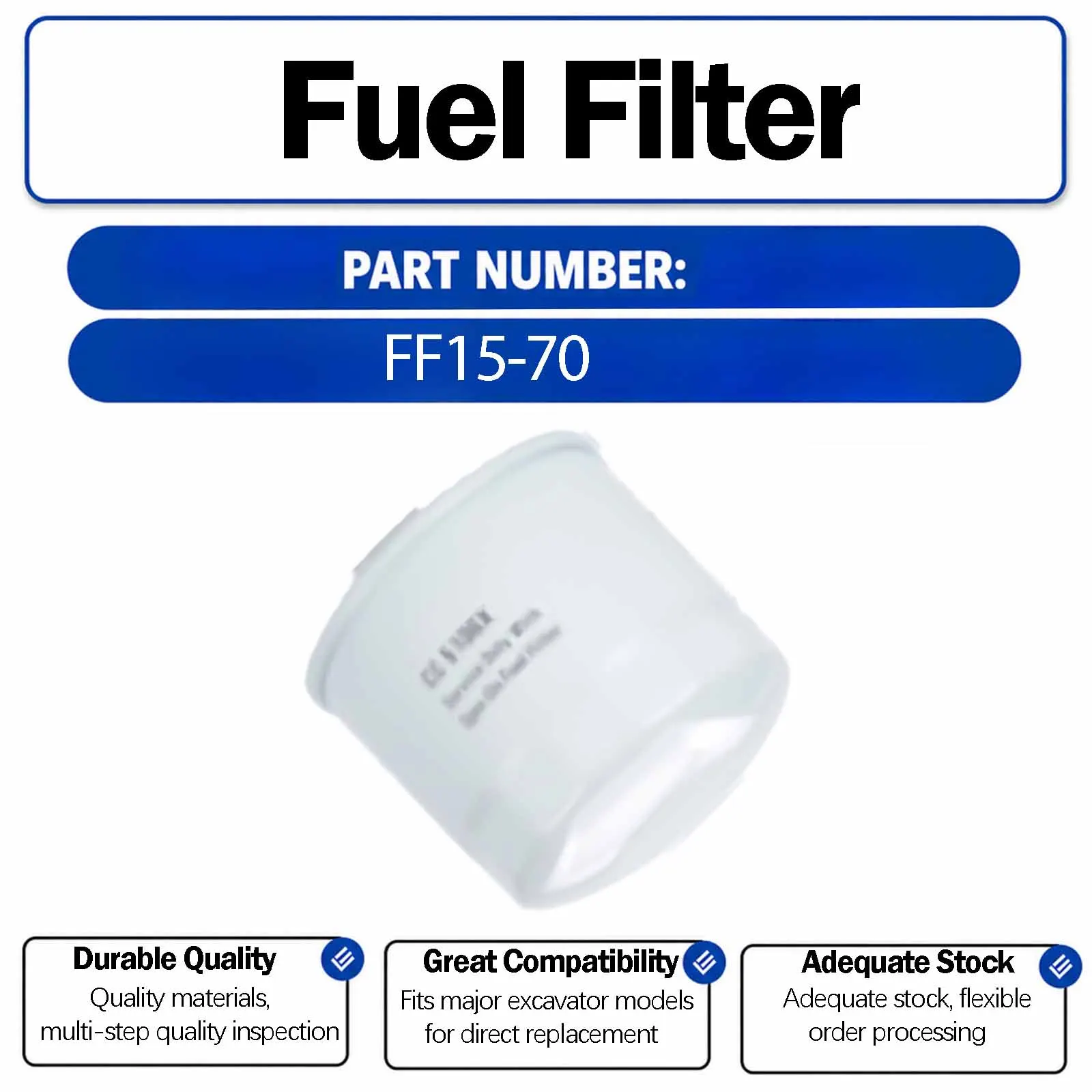 Fuel Filter 15221-43170 For Kubota U15-3S U20-3S KX30-3S KX35-3S U45-3S KX155-3 KX161 Crawler Excavators