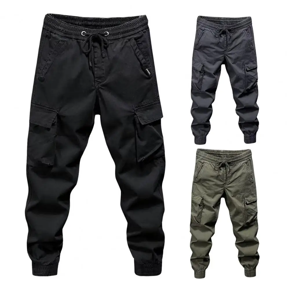 

Men Cargo Pants Men's Street Style Waist Drawstring Casual Pants Elastic Waist Adjustable Drawstring Loose Multi Pocket Joggers