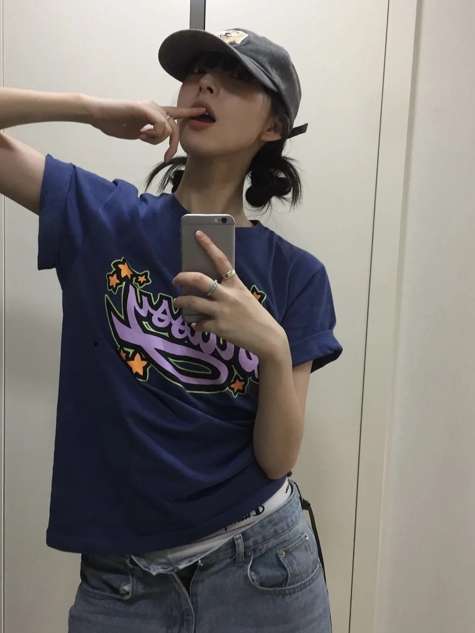 슬림핏 순면 티셔츠 여성 캐주얼 슬리브 만화 패턴 프린트 여름 신상 어깨 너비 약...