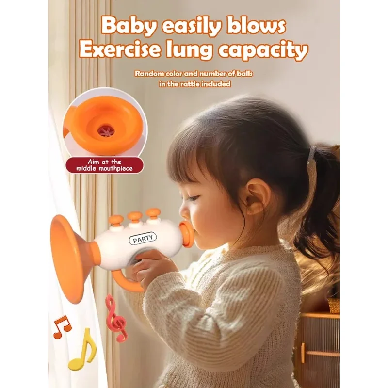 Colorful Baby Trumpet Shaker Toy ABS Plastic Non-Electric Sound Musical Instrument for Home Play Classroom Toddler Party Favors