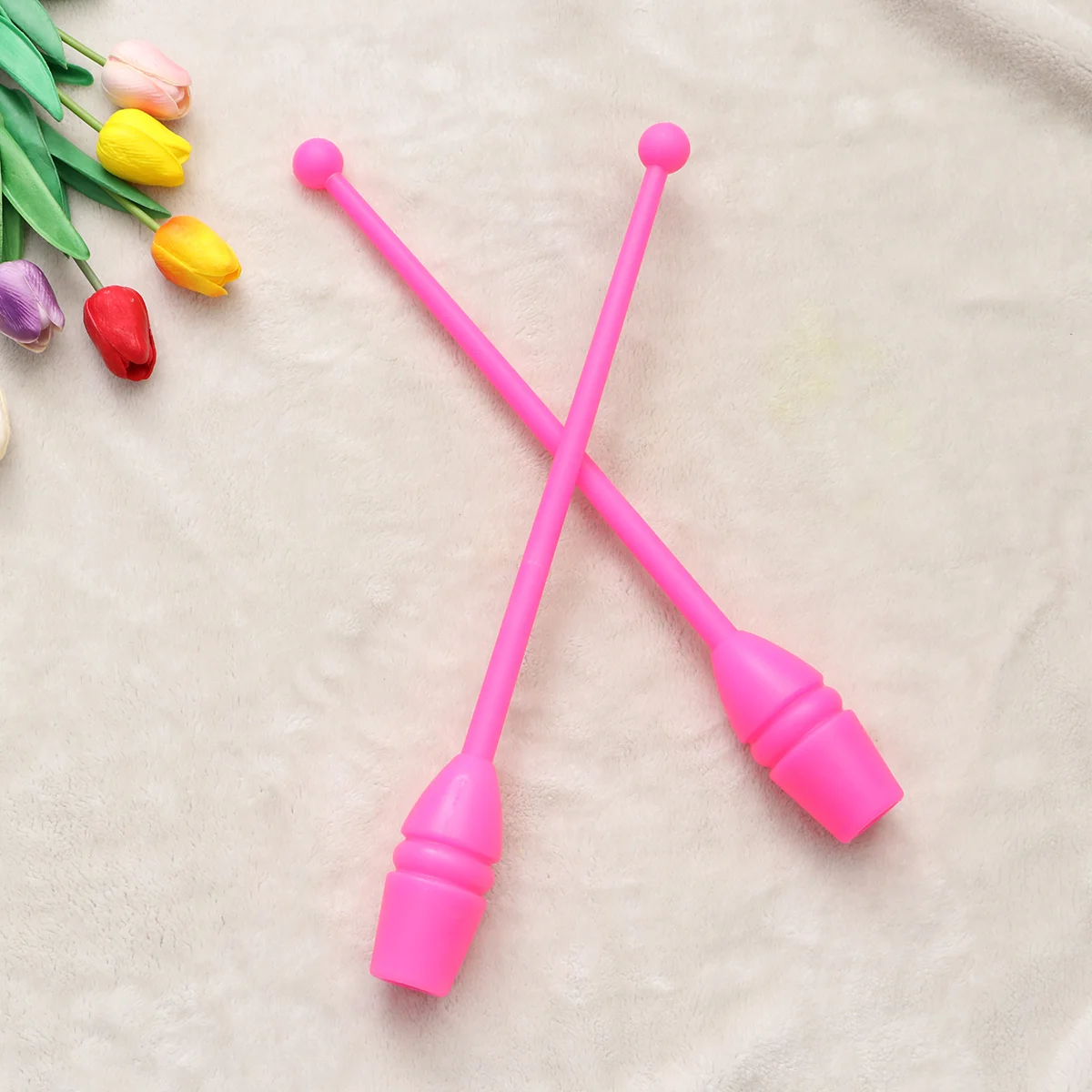 

1 Pair Artistic Gymnastics Stick Rhythmic Gymnastics Stick Dancing Sports Fitness Equipment for Children Adults (Pink)