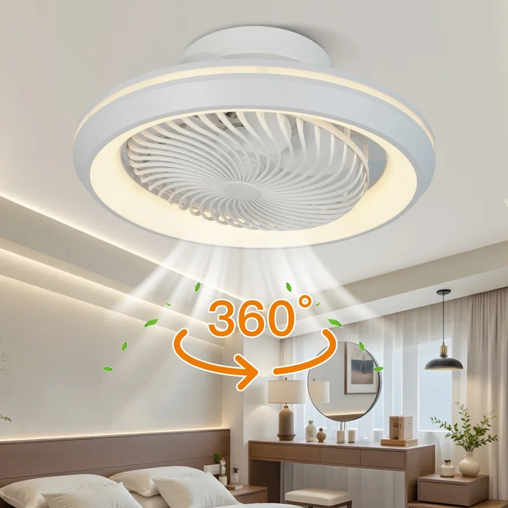 360 Head Moving Ceiling Fan Light, 6-speed Remote Control Enclosed Fan Light, Bedroom, Living Room, Dining Room Ceiling Light