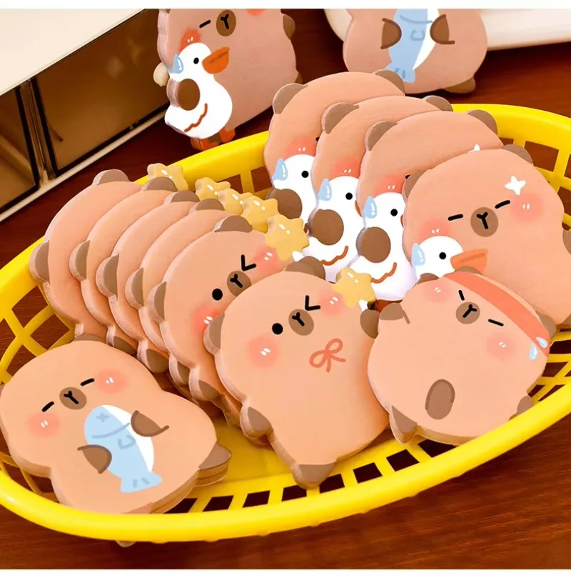 60pcs Capybara Notepads, Student Use, Cute and Attractive, Reusable, Paper Cartoon Stationery Notes