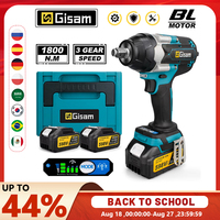 Gisam 1800N.M Torque Brushless Electric Impact Wrench 1/2 inch Screwdriver Cordless Wrench Power Tool For Makita 18V Battery Pin