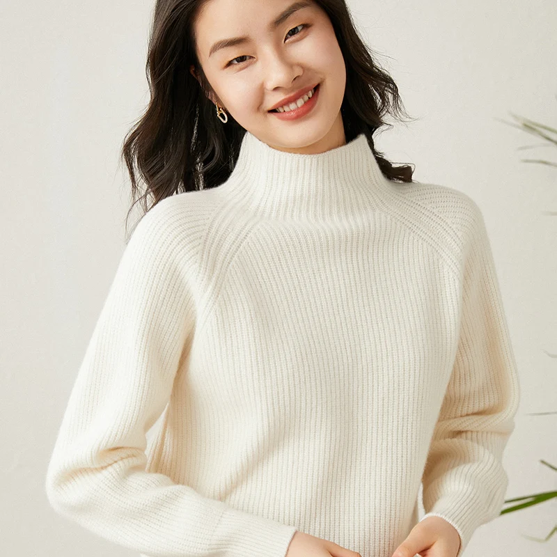 ผู้หญิงฤดูใบไม้ร่วงฤดูหนาวเสื้อกันหนาวเสื้อคอเต่า 100% Merino ขนสัตว์ Solid Basic ถักจัมเปอร์สบายๆเกาหลีแฟชั่น