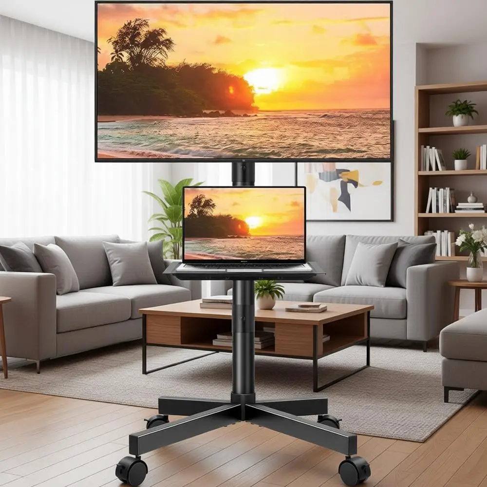 

Height Adjustable Rolling TV Stand for 23-65 Inch LCD/LED TVs, Holds Up to 88lbs, VESA 400x400mm