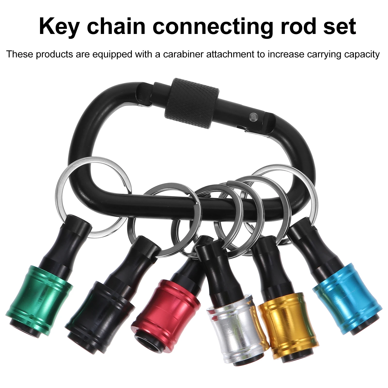 

6 Pcs Stainless Steel Socket Extenders Rust Proof Key Chain Tools Compact Carabiner Attachment Screwdriver Bits Holder