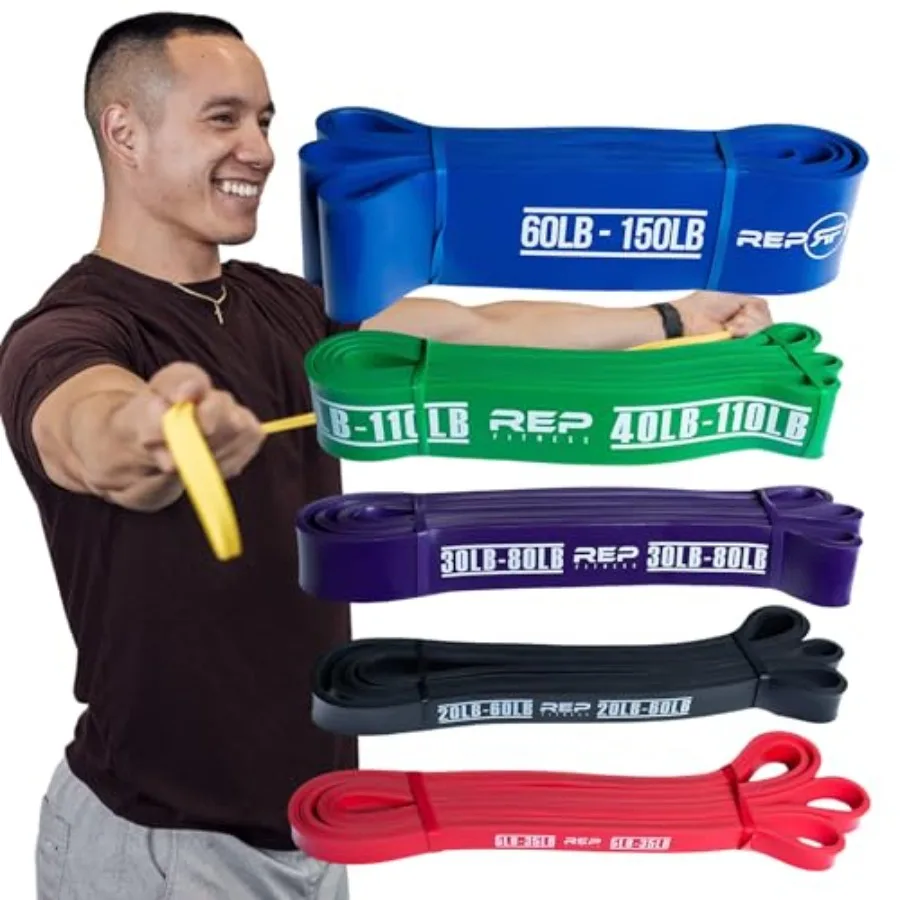 

Home gym fitness pull-up bands set heavy duty latex rubber, black, 5 resistance levels for assisted pullups, strength training,