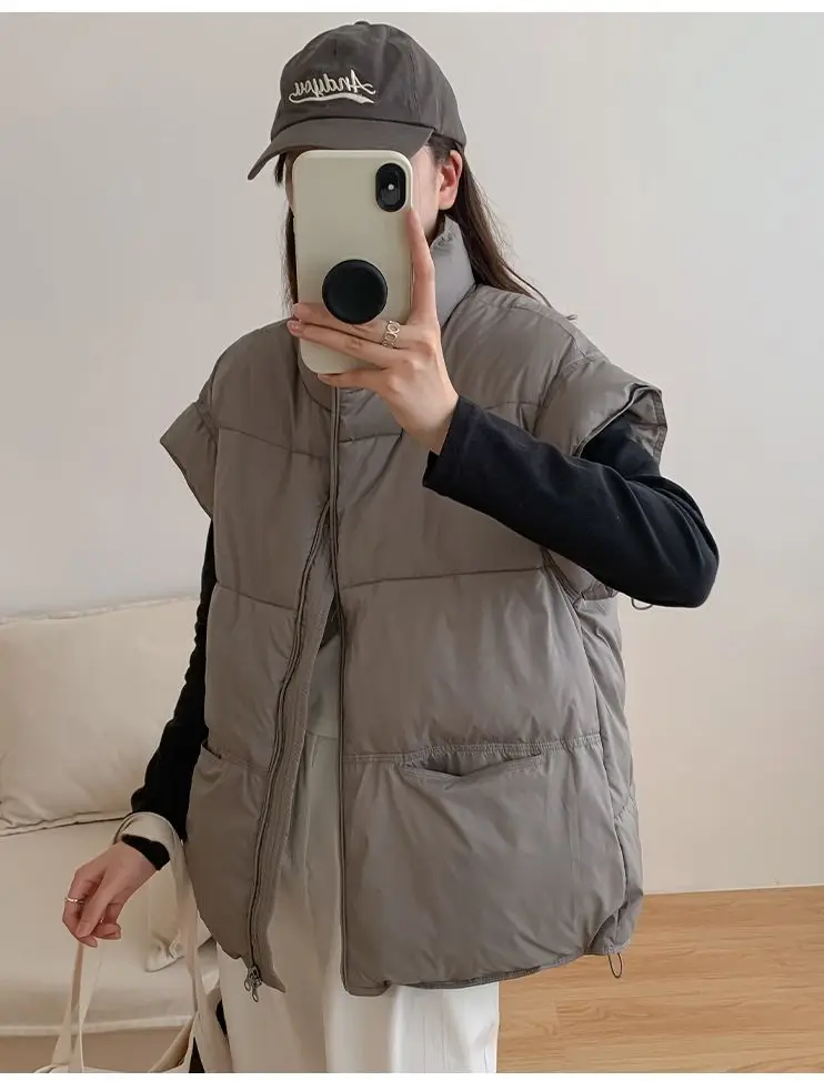 سترات الصدريات النسائية السميكة المطرزة الربيع الصوفية بساطتها جماليات غير متناظرة سبليت مطوي الطبقات فريدة من نوعها الحضرية Y2K