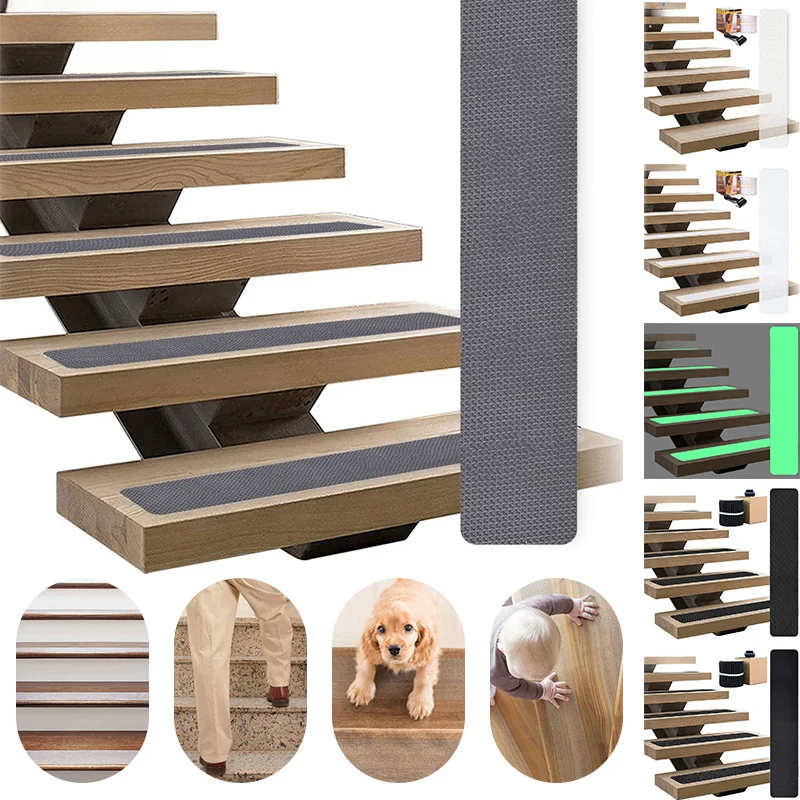 15Pcs Transparent Anti Slip Stair Treads Tape PEVA Material Luminous Stair Floor Step Safety Stickers For Home Improvement