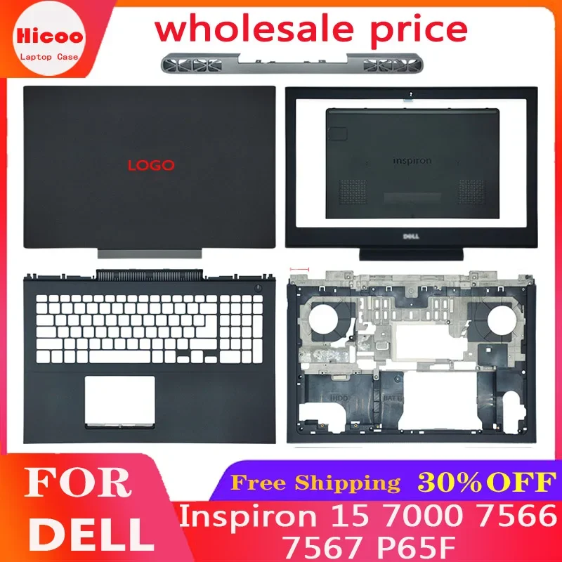 New For DELL Inspiron 15 7000 7566 7567 P65F Laptop LCD Back Cover/Front Bezel/Palmrest/Bottom Base Case AP1QN000200 Black