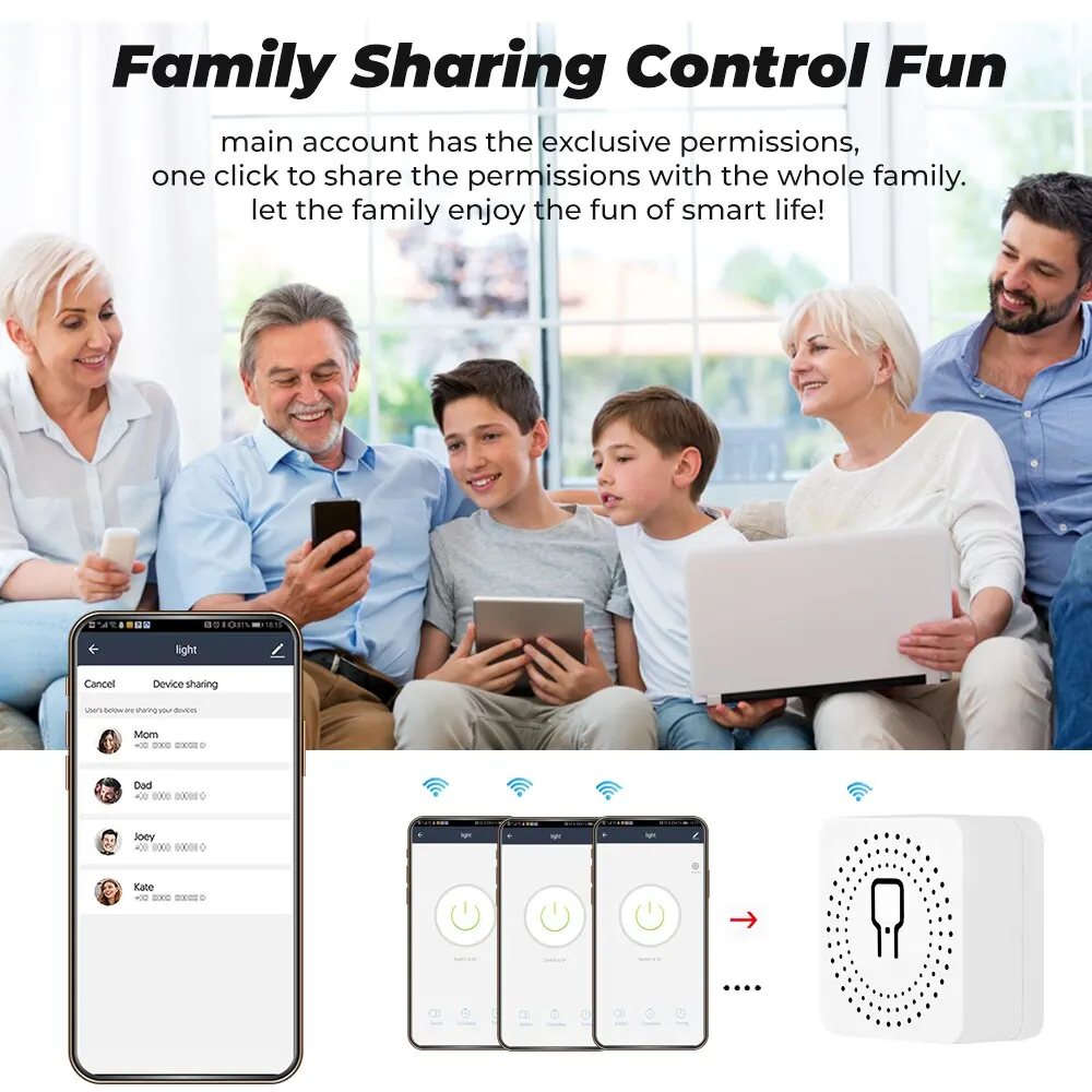 Tuya Mini 16A WiFi Switch Smart Life App 2 Way Control Smart Home Automation Module Interruptor Work for Alexa Google Home