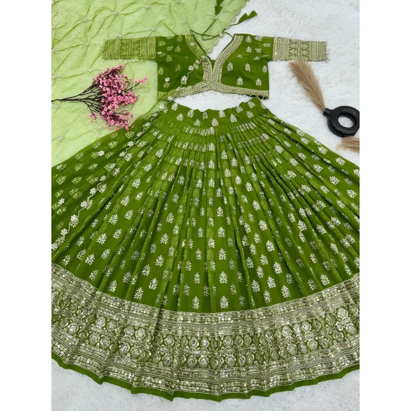 Green Lehenga CholI India Bollywood Wedding Party Pakiatan Wear Readymade