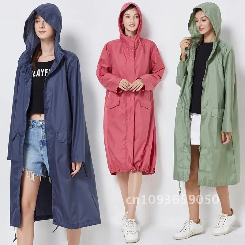 Windbreaker raincoat medium and long adult men's and fashion proof long sleeve waterproof hat, pon clothing, women's and weather