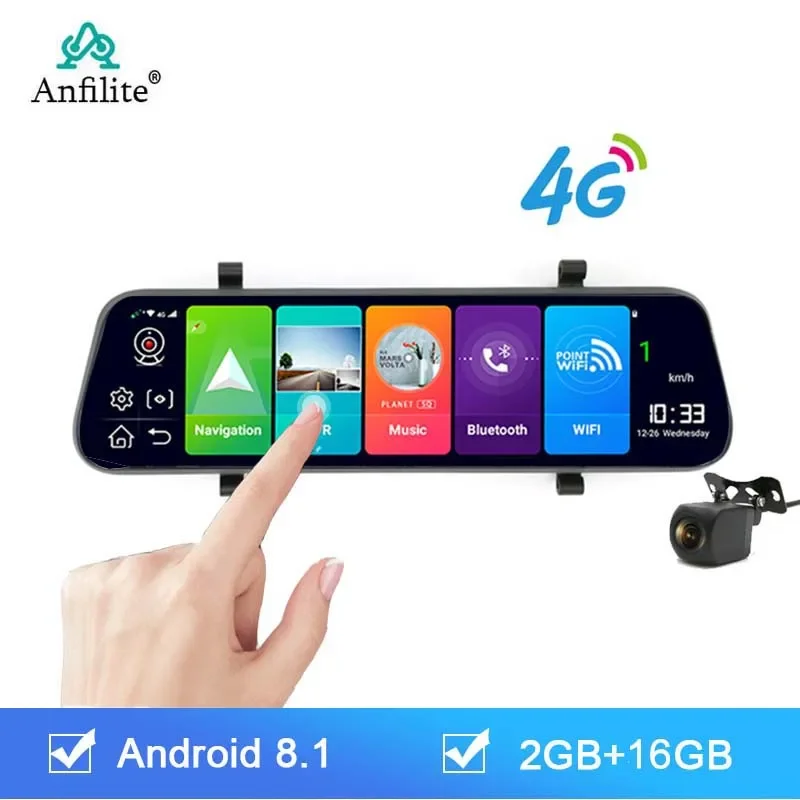 Full HD 10 Inch Rear View Mirror Driving Video Recorder 1080p Vehicle Touch Screen Rear View Mirror Camera With Dual Dash