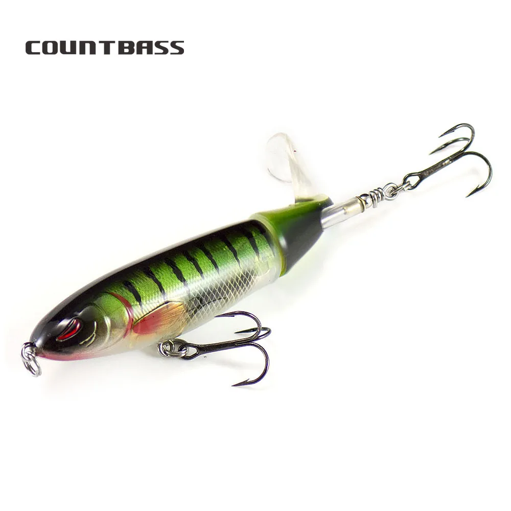 

Surface Whopper Plopper With VMC Hooks 110mm 4-21/64" 19.7g 11/16 oz., Wobbler Popper Topwater Soft Rotating Tail Pencil Lures