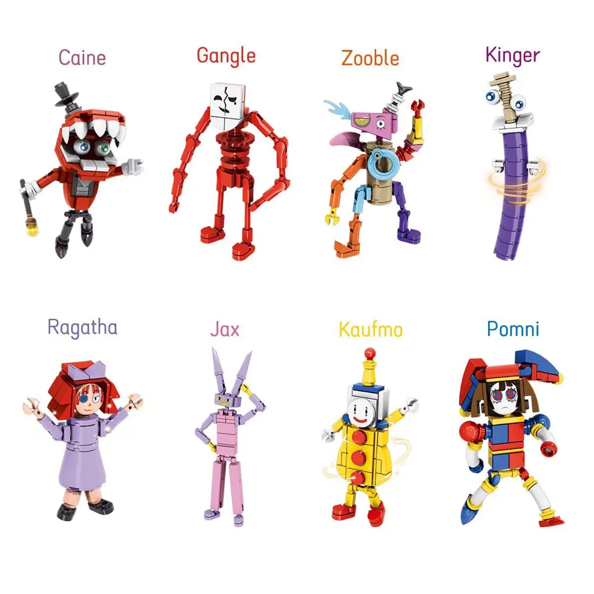 Set da 8 pezzi di bambole clown MOC del circo digitale magico per ragazzi da assemblare blocchi di puzzle come regalo