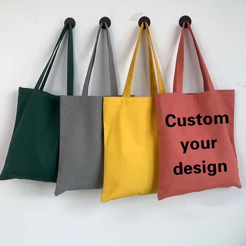

Custom Logo Image Canvas Tote Bag Pack 50pcs Bulk Wholesale Cotton Bags DIY Women Shoulder Bag Shopping Handbag