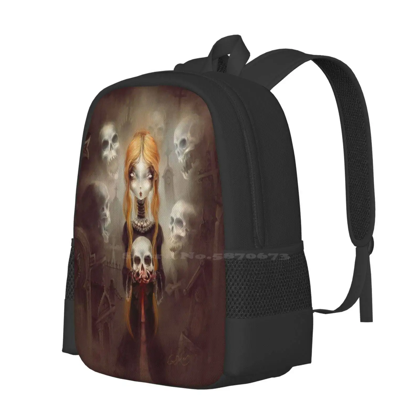 - ? Art By Élian Black'Mor Hot Sale Backpack Fashion Bags Elian Blackmor Skull Scary Creepy Haunted Awful Ghost Encyclopedia