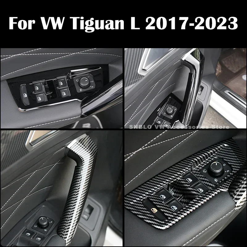 Interior Door Handle Panel Cover Window Switch Button Moulding Trim for VW Tiguan L Accessories 2017 2018 2019 2020 2021 2022