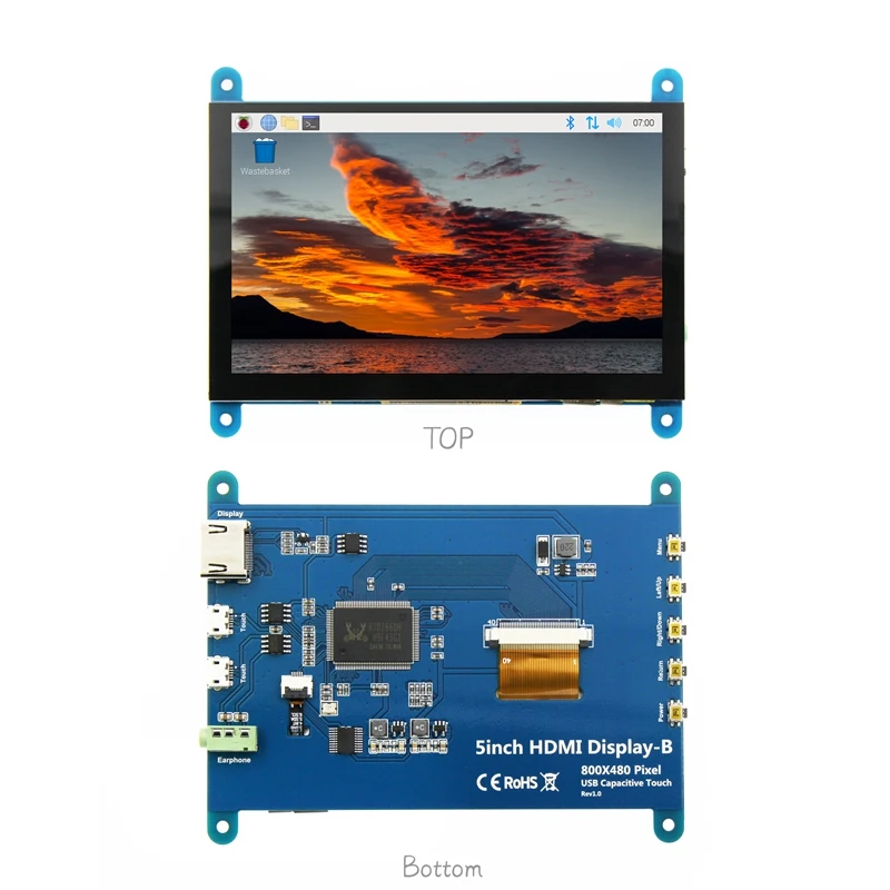 5นิ้วราสเบอรี่ Pi HDMI ดิสเพลย์หน้าจอสัมผัส capacitive USB สำหรับ3B ราสเบอร์รี่ Pi +/4B