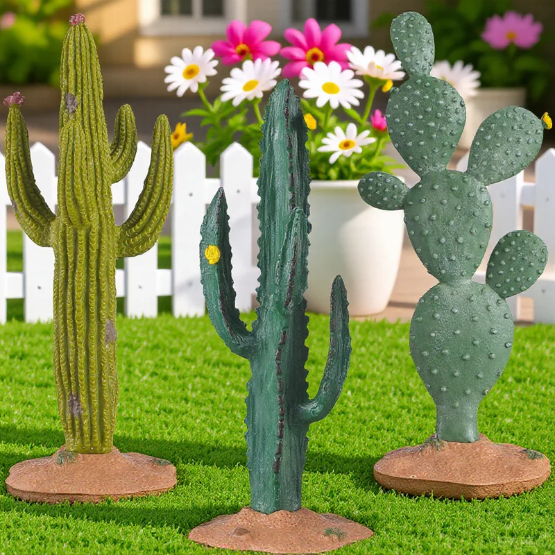 

3Pcs Simulated Cactus Ornaments Miniature Faux Plants for Home Office Car Decoration Table Display Creative Craft Figurines