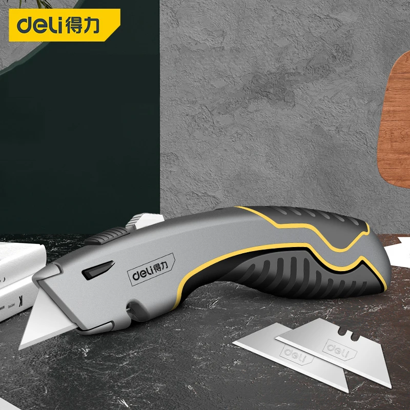 Imagem -02 - Deli-multifuncional Zinc Alloy Holder Grupo Faca Lâmina Lâmina Heavy Duty Retrátil Box Cutter para Wallpaper Couro Papelão