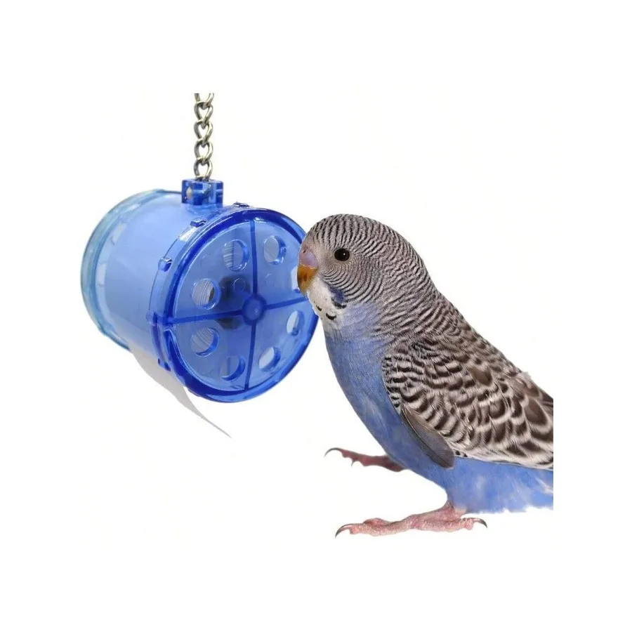 

【New Arrival】Bird Foraging Toy, Blue Acrylic Treat Roller with Chain for Parakeets, Budgies & Small Birds