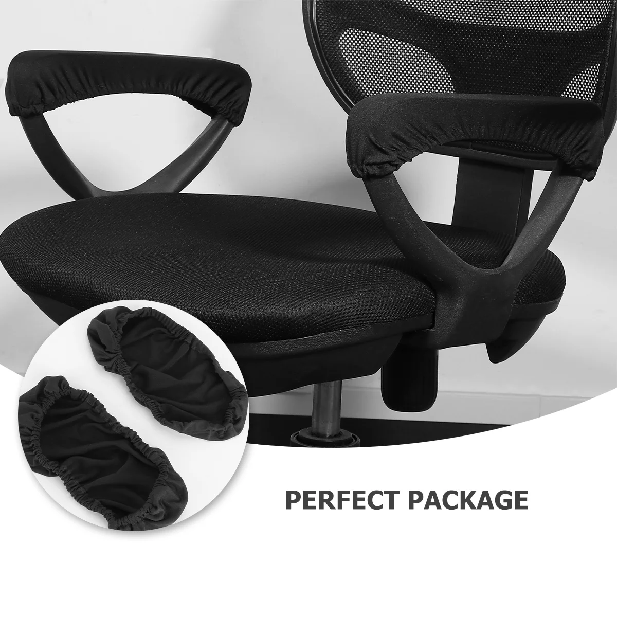 

2pcs Black Chair Handle Covers Fabric Armrest Slipcovers Soft Pads Gaming Office Recliner Elastic Dustproof Comfortable