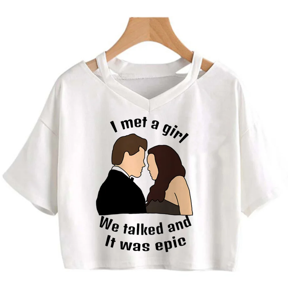 the Vampire Diaries yk2 90s aesthetic crop top Woman manga vintage Kawaii 2000s tshirt