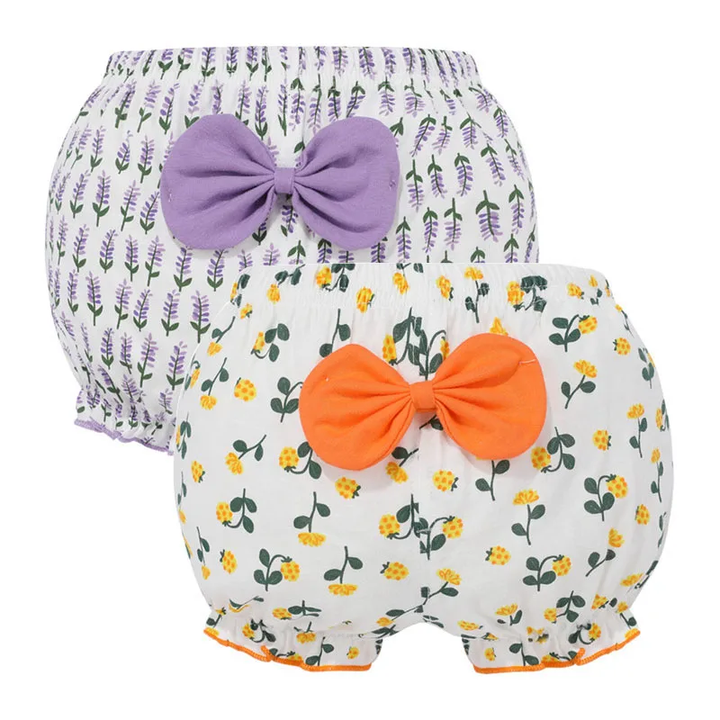 2 Piece/Lot 100% Cotton Baby Girl Shorts Kids Infant Fashion Stripe Bow Panties For 6-24 Months Children High-Quality Underpants